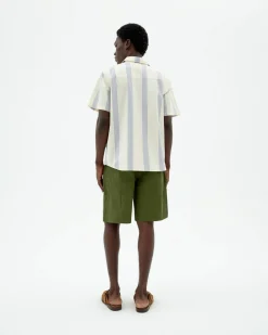 Chemise bleue à rayures poplin Tom