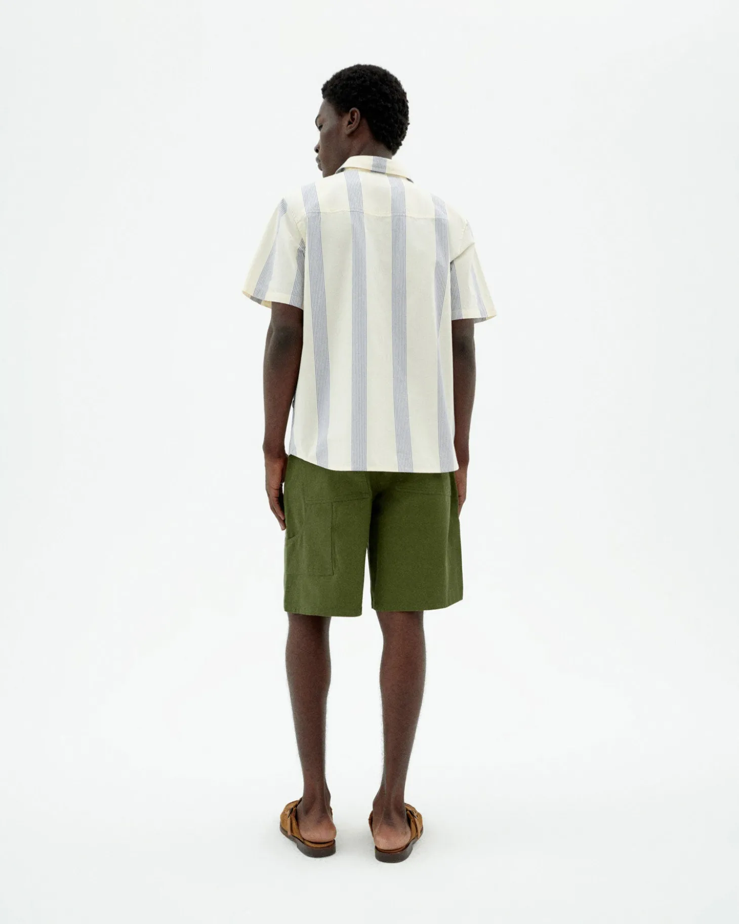 Chemise bleue à rayures poplin Tom