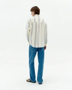 Chemise bleue à rayures poplin Jim