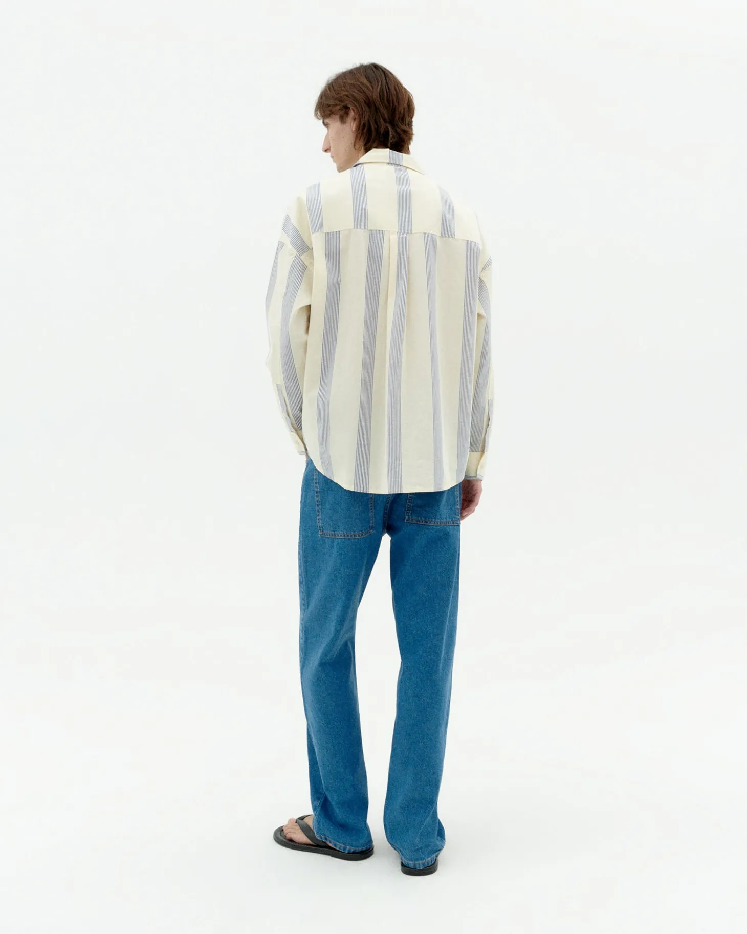 Chemise bleue à rayures poplin Jim