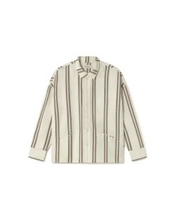 Chemise marron à rayures poplin Jim
