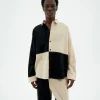 Chemise patched noir et blanc Haru