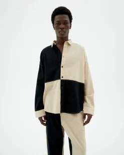 Chemise patched noir et blanc Haru