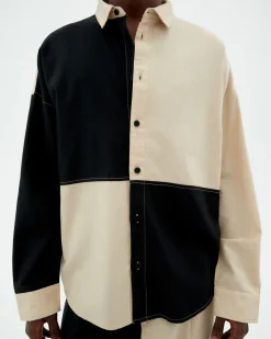 Chemise patched noir et blanc Haru