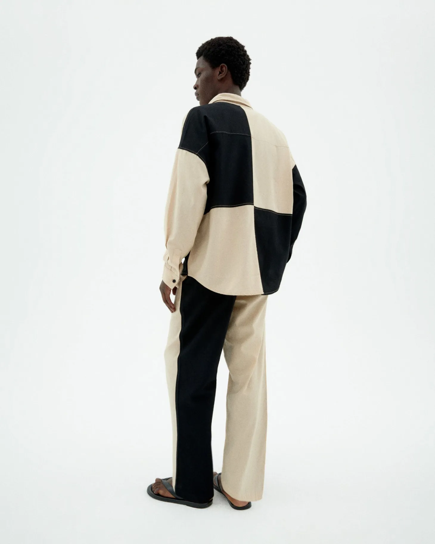 Chemise patched noir et blanc Haru