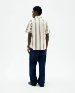 Chemise poplin à rayures brunes Tom
