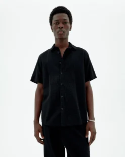 Chemise seersucker noire Tom