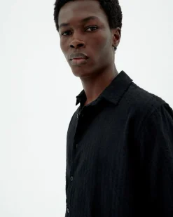 Chemise seersucker noire Tom