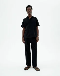 Chemise seersucker noire Tom