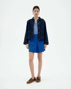 Mini jupe bleu plis Mabel