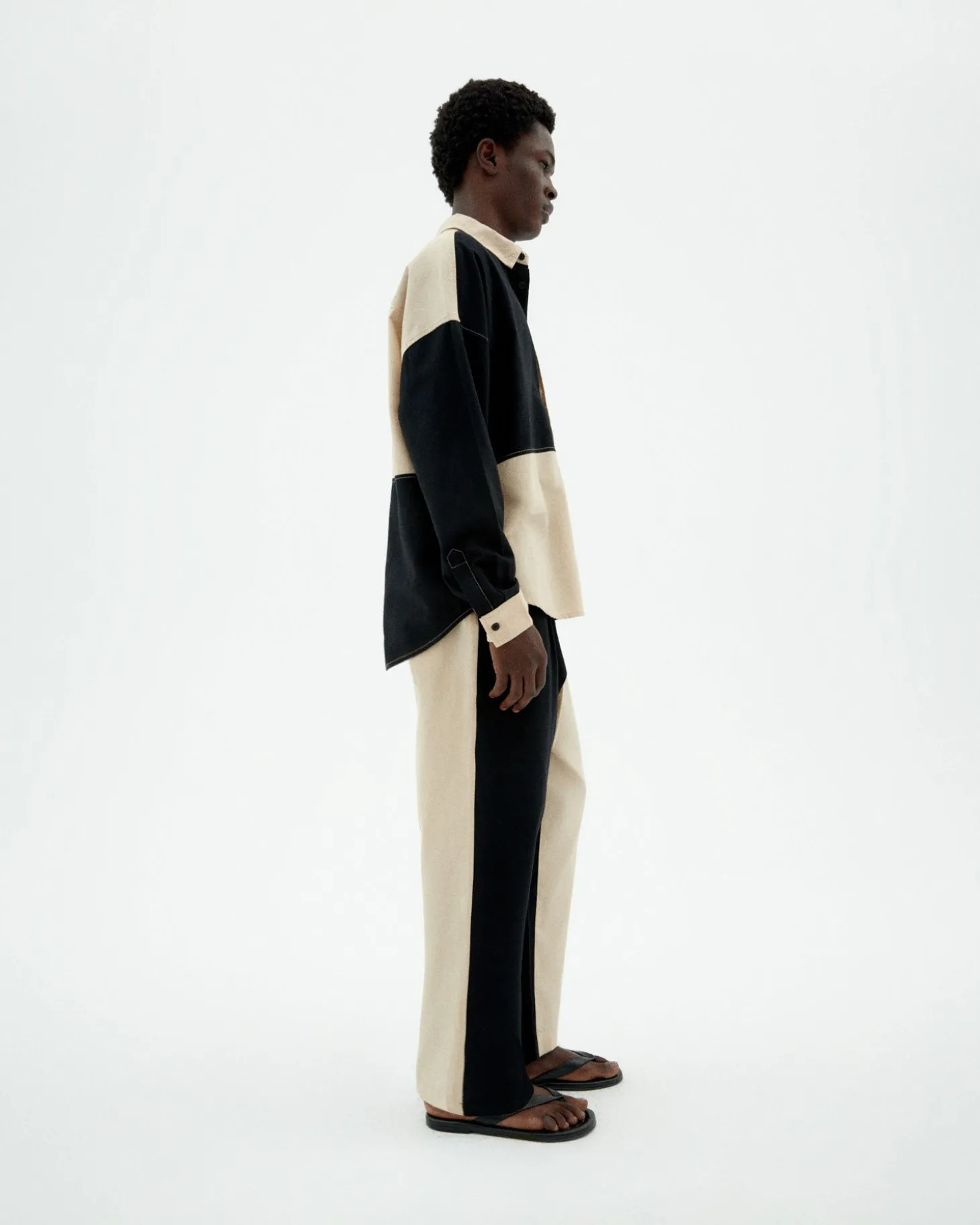 Pantalon loose patched noir et blanc Luc