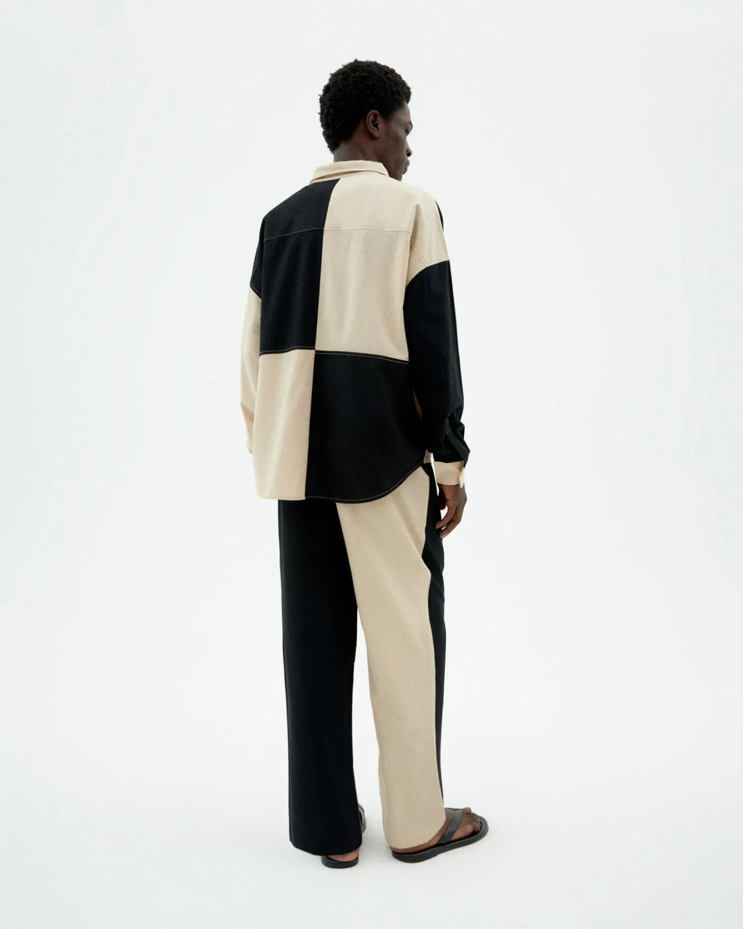 Pantalon loose patched noir et blanc Luc