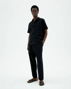 Pantalon noir loose seersucker Luc