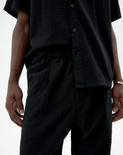 Pantalon noir loose seersucker Luc