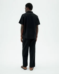 Pantalon noir loose seersucker Luc