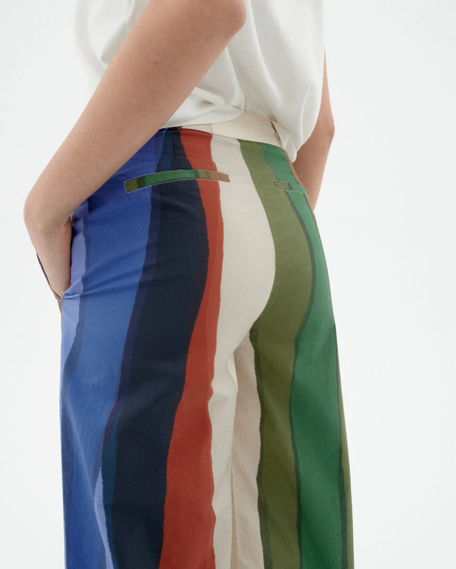 Pantalon taille haute à rayures river Karina
