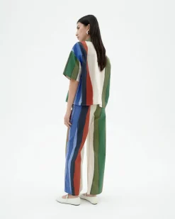 Pantalon taille haute à rayures river Karina