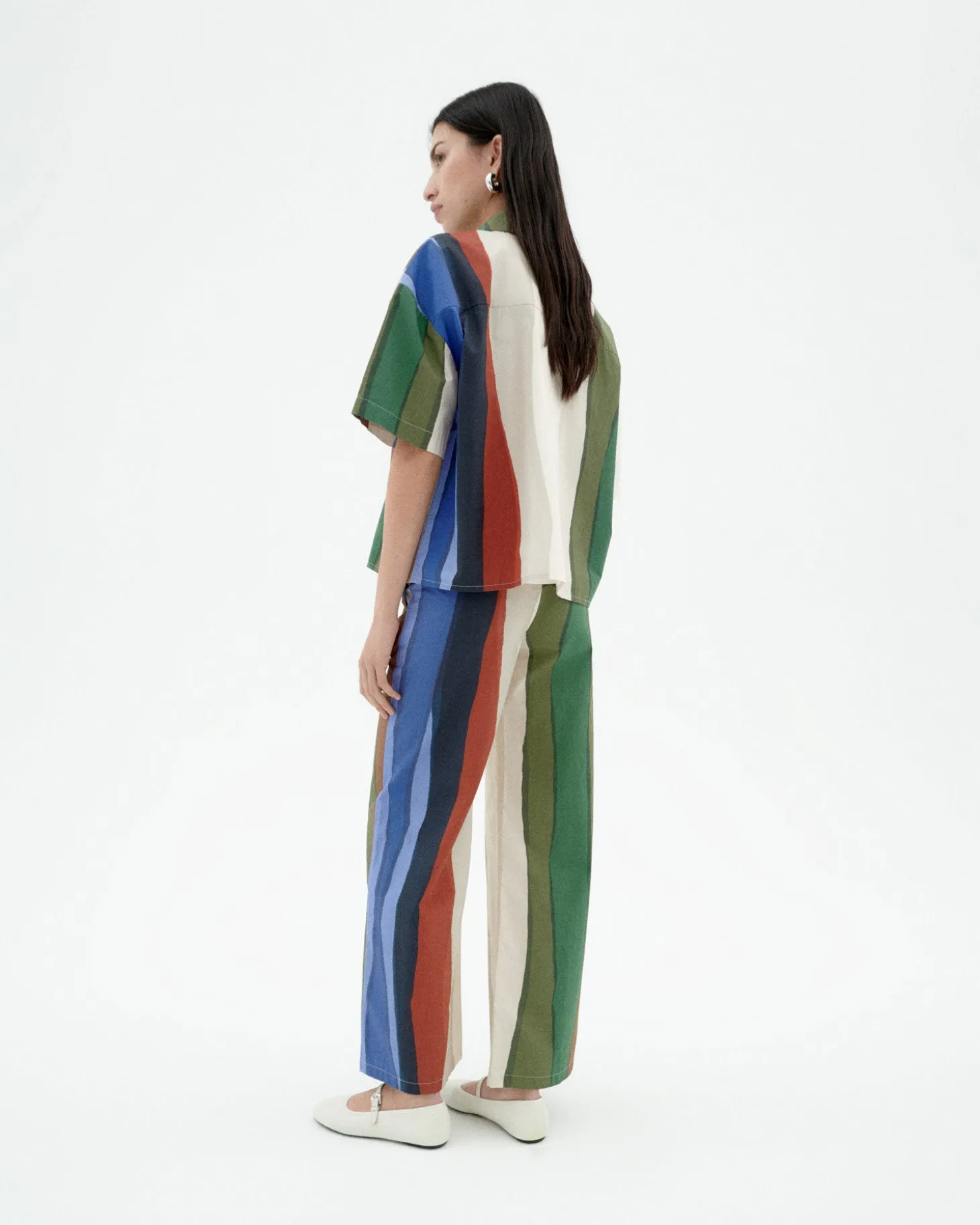 Pantalon taille haute à rayures river Karina