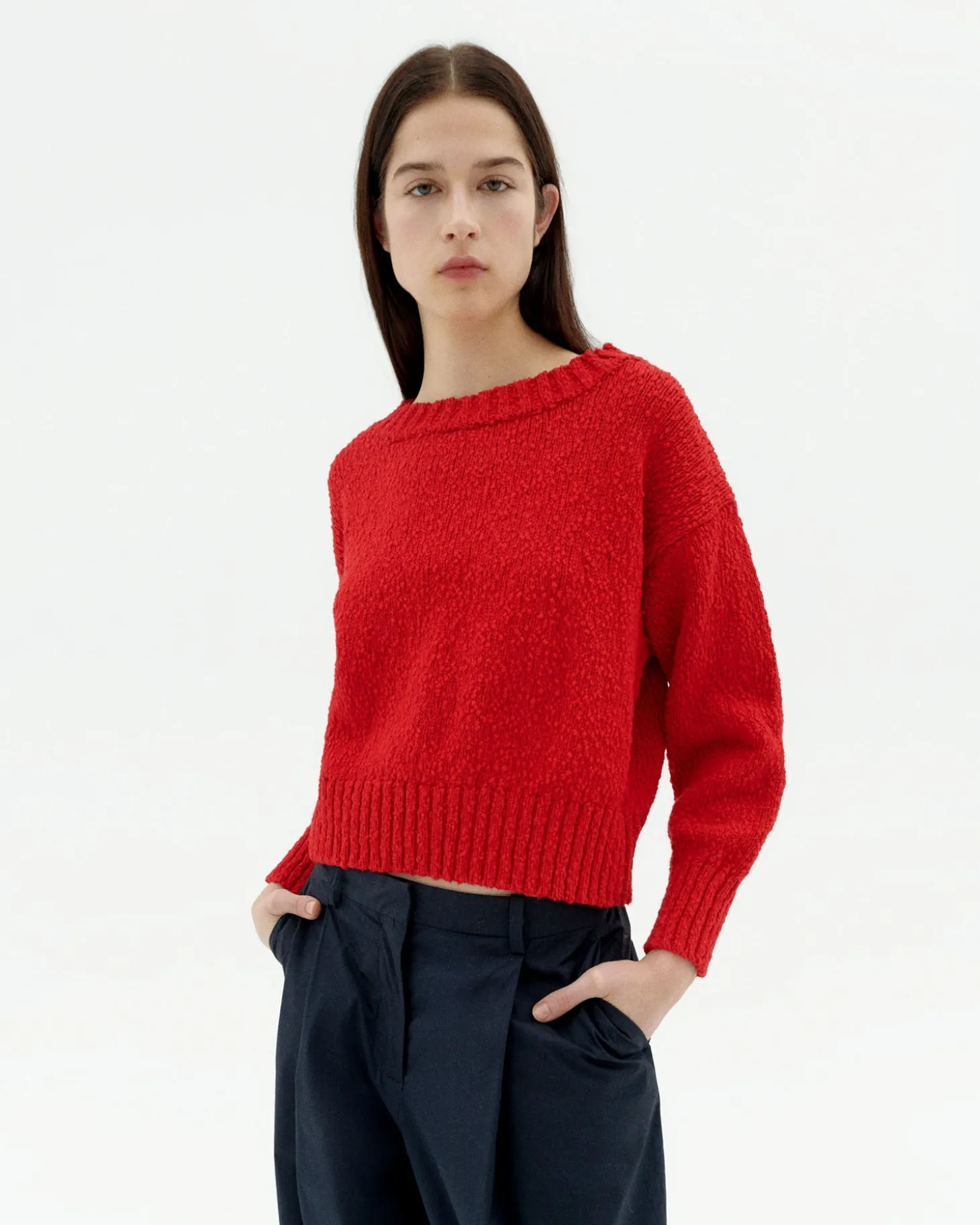 Pull rouge texturé Clara