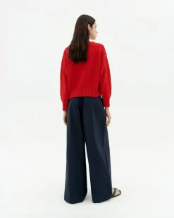 Pull rouge texturé Clara