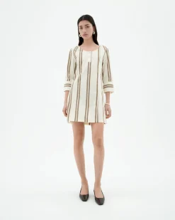 Robe courte poplin à rayures Maria