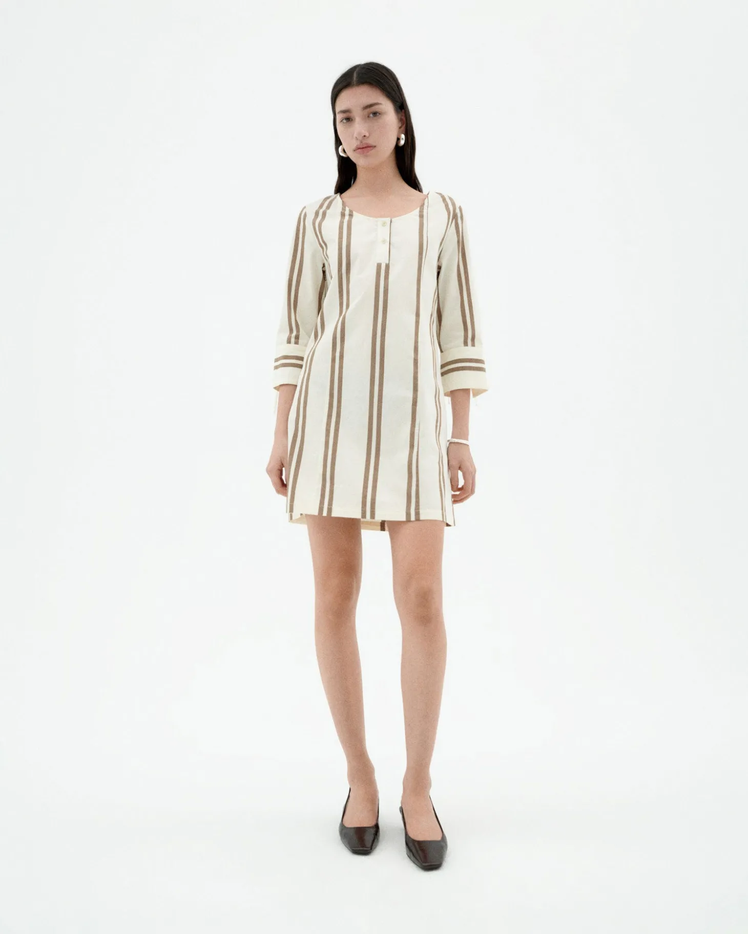 Robe courte poplin à rayures Maria