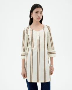 Robe courte poplin à rayures Maria