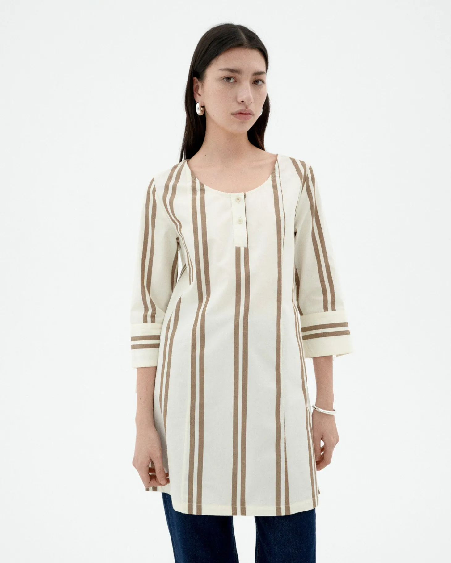 Robe courte poplin à rayures Maria