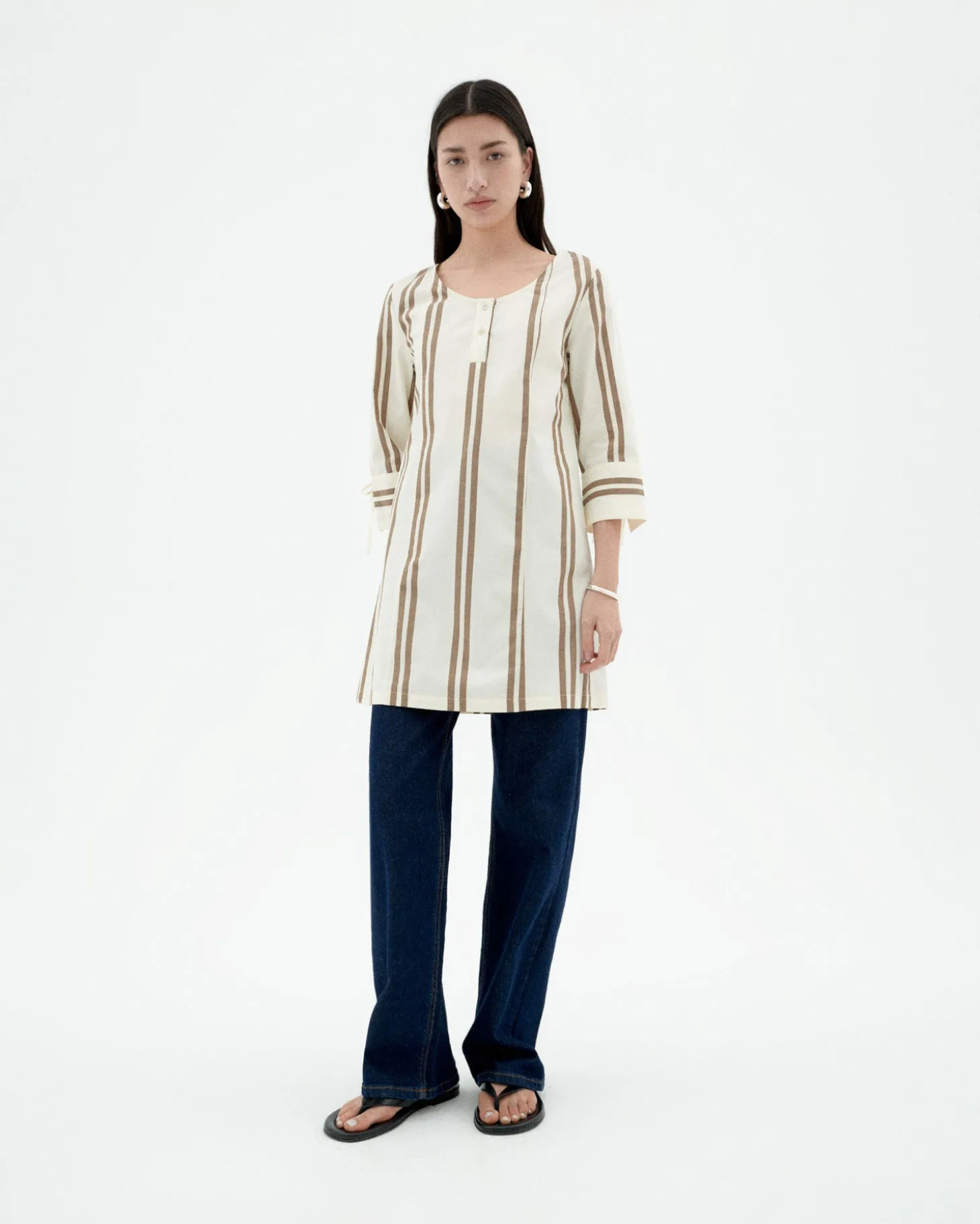 Robe courte poplin à rayures Maria