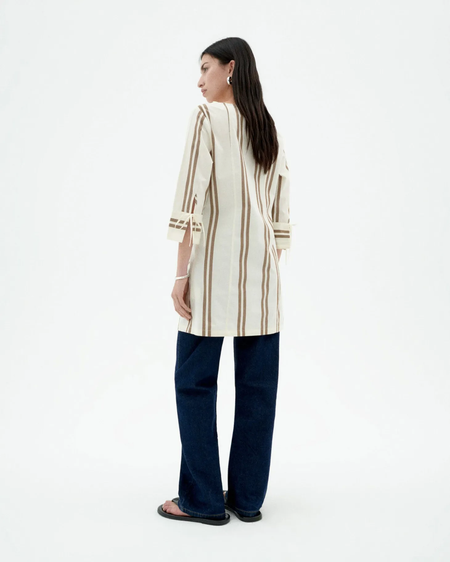 Robe courte poplin à rayures Maria
