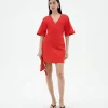 Robe courte rouge décolleté en V Kim
