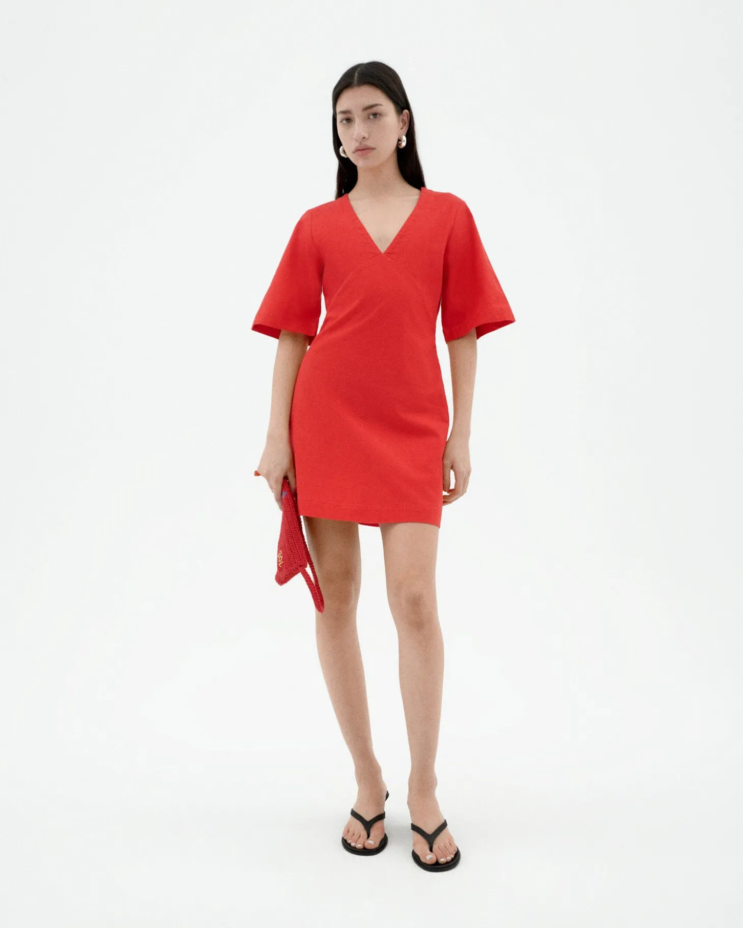 Robe courte rouge décolleté en V Kim