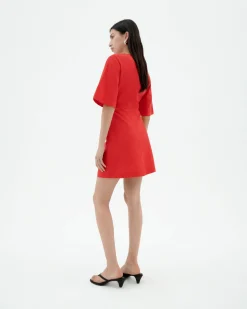 Robe courte rouge décolleté en V Kim