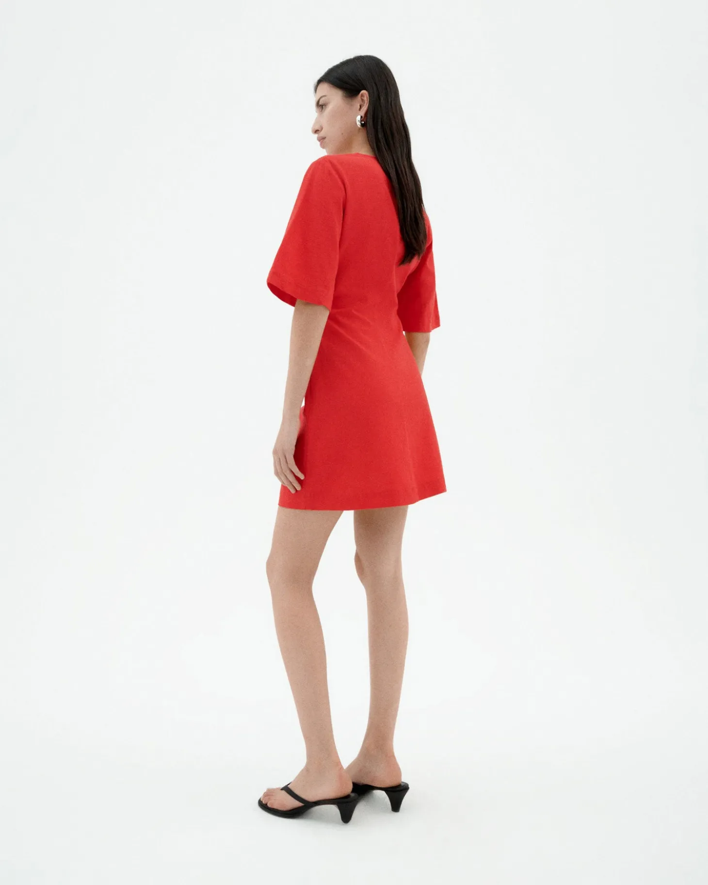 Robe courte rouge décolleté en V Kim