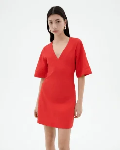 Robe courte rouge décolleté en V Kim