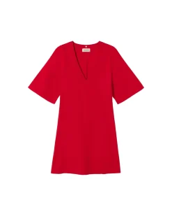 Robe courte rouge décolleté en V Kim
