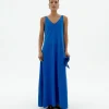 Robe longue bleue bretelles Sade