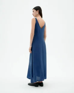 Robe longue bleue Cupro Sade