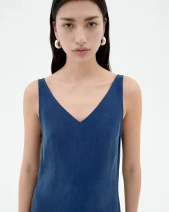 Robe longue bleue Cupro Sade