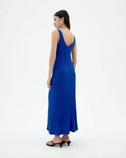 Robe longue bleue en maille Ecovero Sade