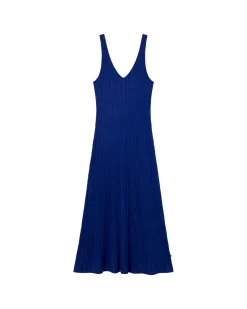 Robe longue bleue en maille Ecovero Sade