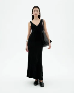 Robe longue noire en maille Ecovero Sade