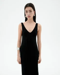 Robe longue noire en maille Ecovero Sade