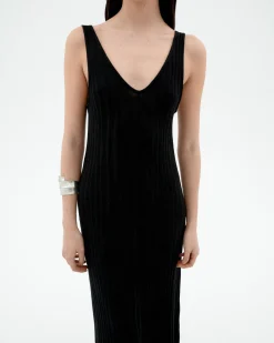 Robe longue noire en maille Ecovero Sade