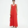 Robe longue rouge bretelles Sade