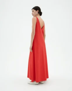 Robe longue rouge bretelles Sade