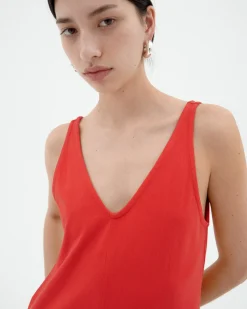 Robe longue rouge bretelles Sade