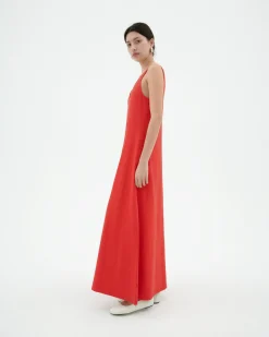 Robe longue rouge bretelles Sade