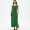 Robe longue verte Cupro Sade