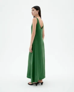 Robe longue verte Cupro Sade